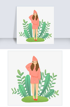 粉色衣服可爱比耶女生