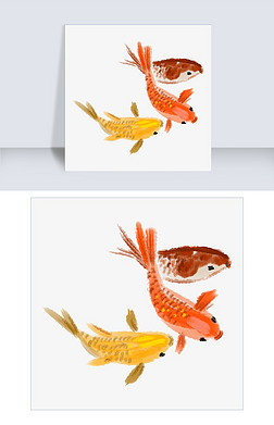 喜迎春节彩色卡通锦鲤