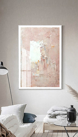 现代抽象轻奢极简粉色几何创意客厅装饰画