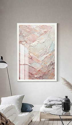 现代抽象轻奢极简粉色几何创意客厅装饰画