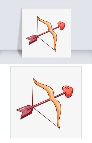 手绘情人节弓箭插画