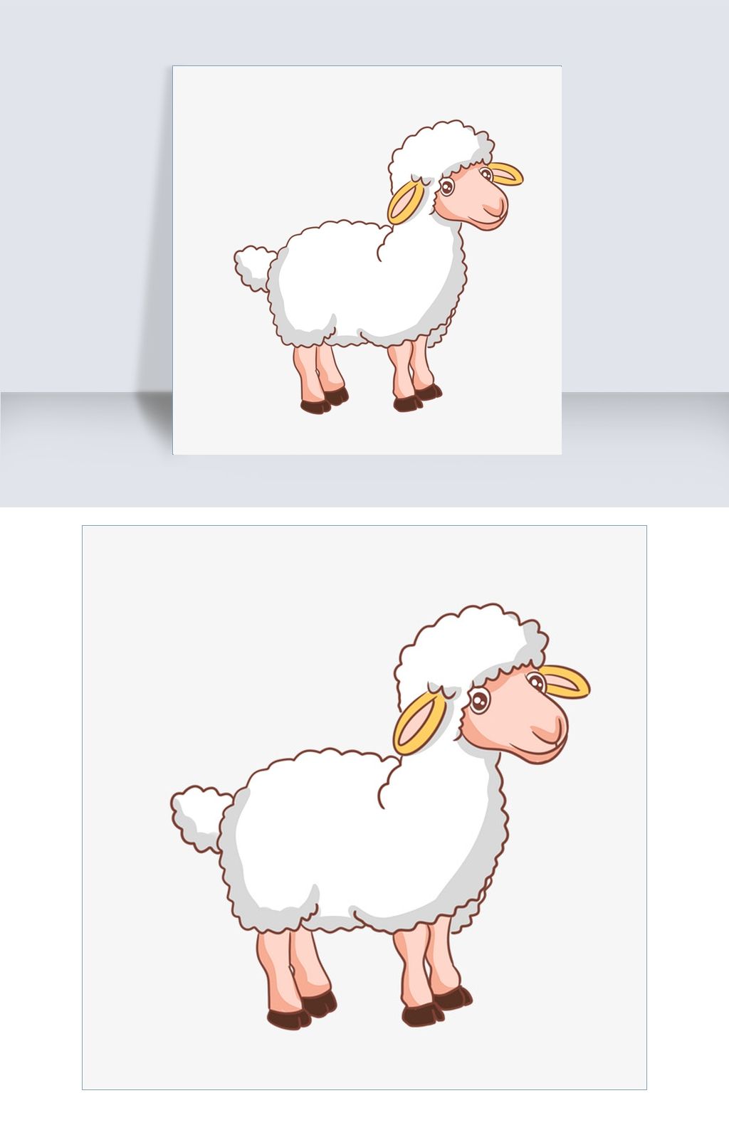 白色的小羊手绘插画