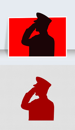 军人敬礼原创剪影矢量图