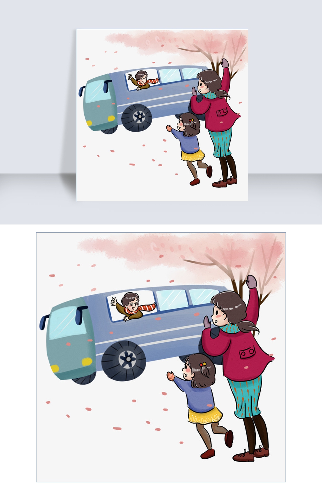 春运回家妈妈宝宝在迎接爸爸回家过年