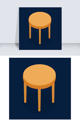 手绘圆形凳子插画