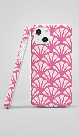 清新粉红色植物叶子花纹手机壳图案设计