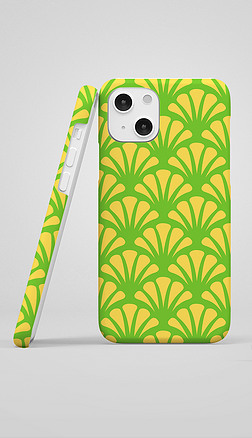 时尚清新黄绿色植物叶子花纹手机壳图案设计