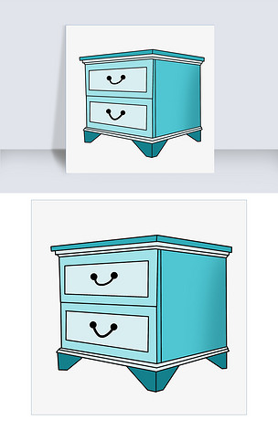 手绘欧式床头柜插画