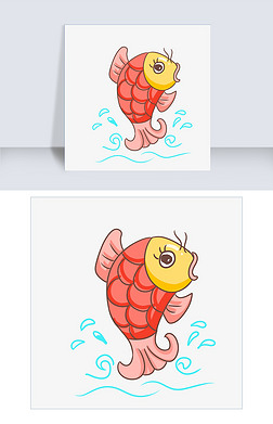 张开嘴巴的红色卡通鲤鱼