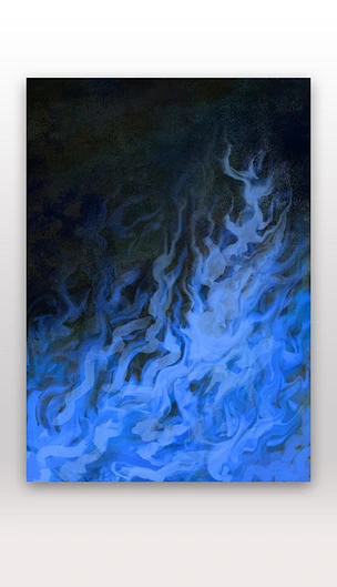 玄幻神秘板绘蓝色火焰插画元素背景