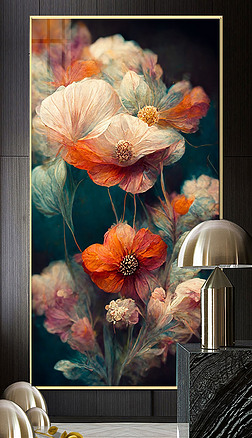 欧式畜养 玄关玄关|唯美欧式花卉油画玄关装饰画3