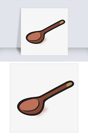 卡通棕色小勺子素材