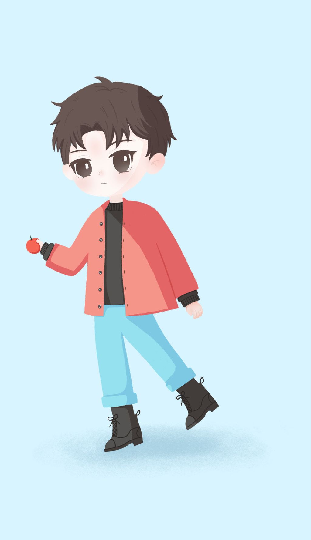 卡通男孩形象插画-节日送礼物