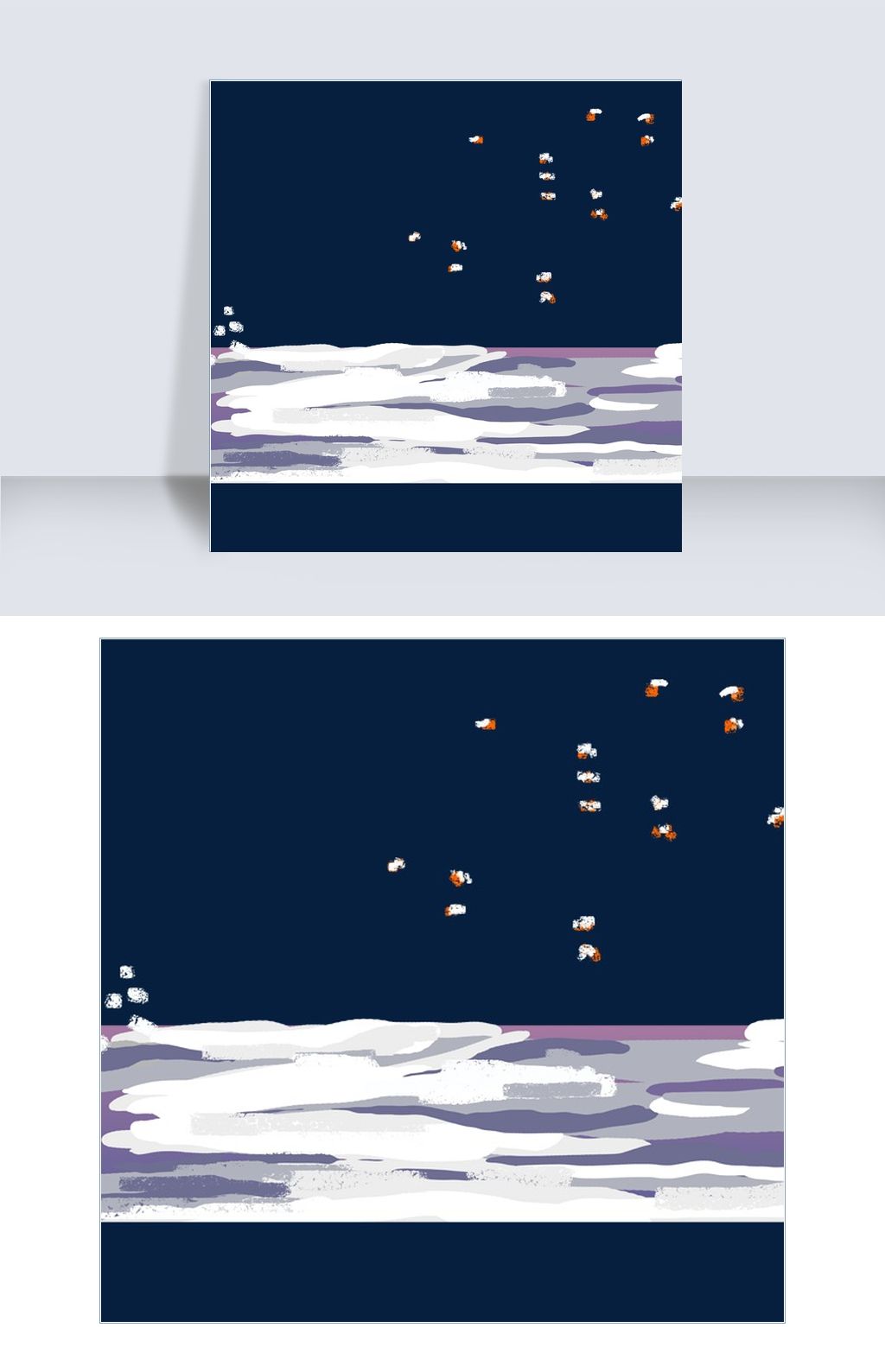 冬天结冰的水面卡通手绘背景图片免费下载