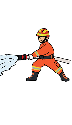 消防救火插画|原创手绘消防员灭火安全救援救火插画
