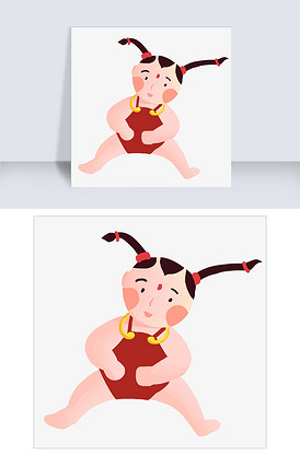 卡通系肚兜的小女孩