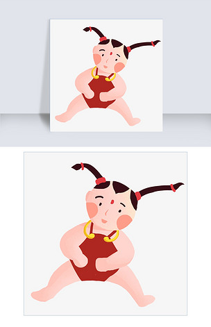 卡通系肚兜的小女孩