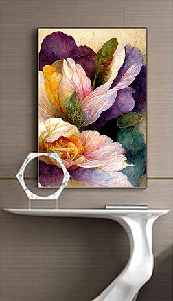 唯美欧式花卉水彩画玄关装饰画2