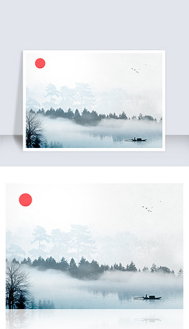 中国山水油墨画