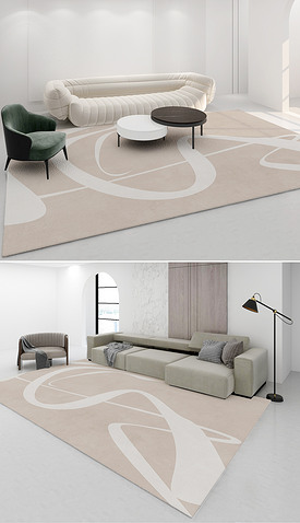 北欧现代轻奢抽象几何线条床边毯客厅地毯地