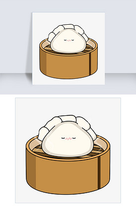 白色的蒸饺手绘插画