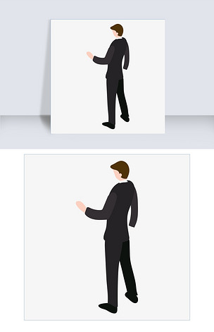一个穿着西装准备握手的卡通商务男背.
