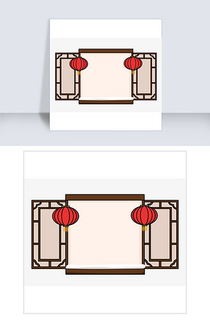 手绘新年门框边框