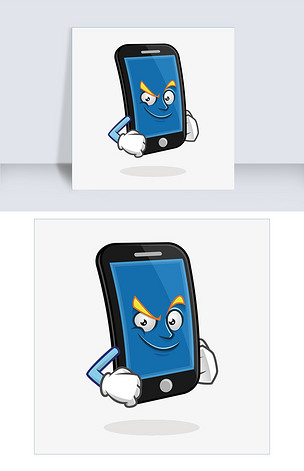 叉腰的手机矢量素材