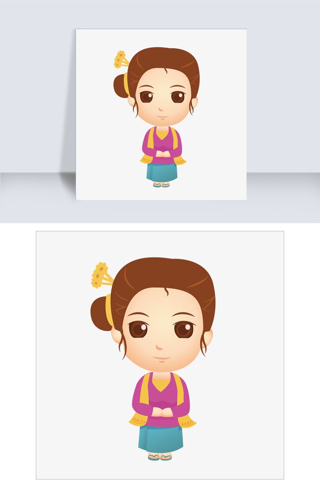 盘发古典的女孩矢量素材