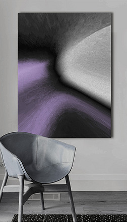 忧郁の风沙抽象黑白紫色意象欧式艺术装饰画