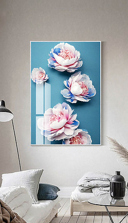 现代抽象轻奢简约唯美花卉创意客厅装饰画