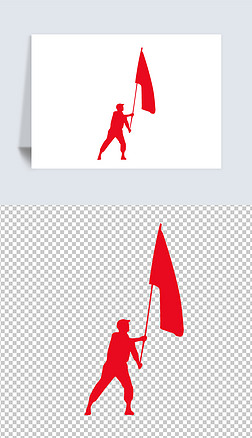 长征军人战士挥旗剪影