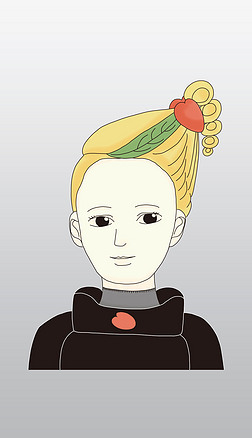 人物设计五面图插画|卡通女孩插画金发女孩发型设计图透明背景