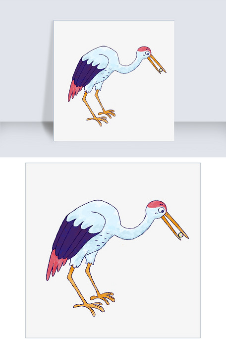 手绘仙鹤png素材