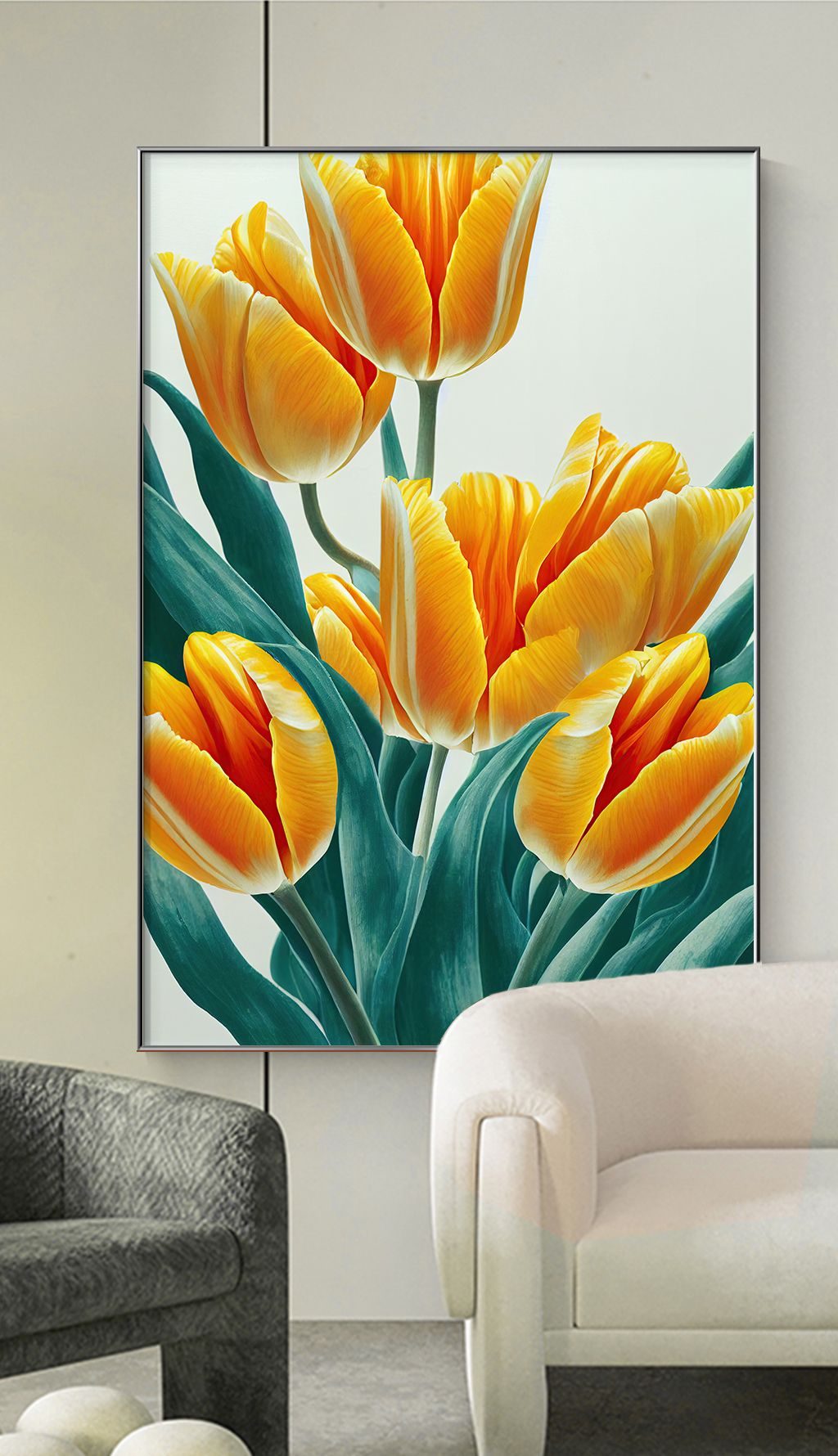 花卉装饰画现代简约挂画客厅走廊壁画郁金香花画