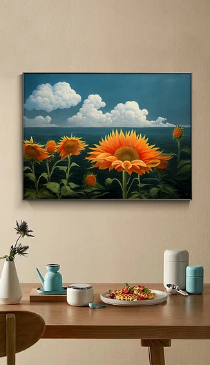 向日葵花卉装饰画现代简约挂画客厅餐厅过道画