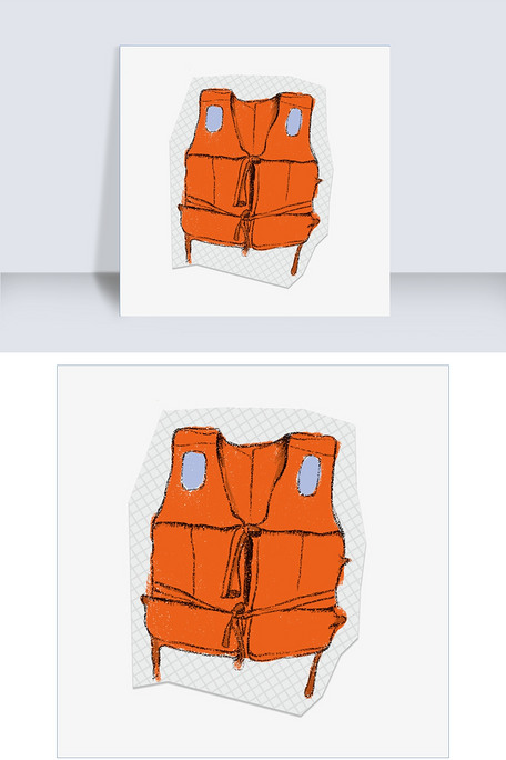 橙色救生衣手绘插画