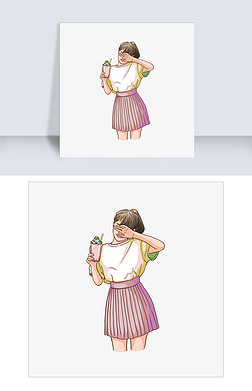 夏日小女人手绘小清新