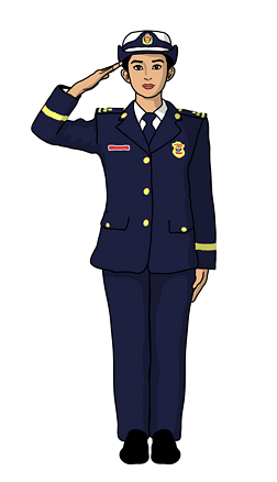 女短大衣插画|手绘消防安全119火警女消防员敬礼矢量