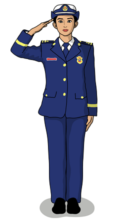 背面消防员插画|手绘消防安全119火警女消防员敬礼矢量