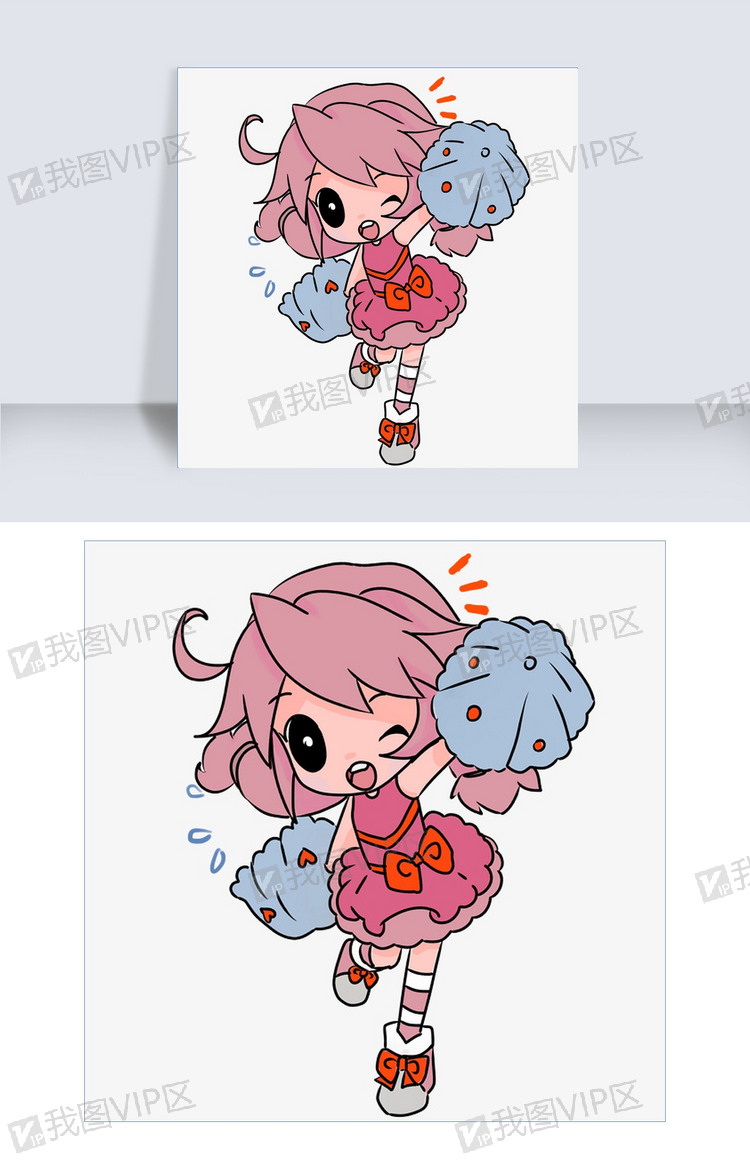 可爱的加油啦啦队小女孩卡通图图片素材(psb格式)下载_动漫人物大全