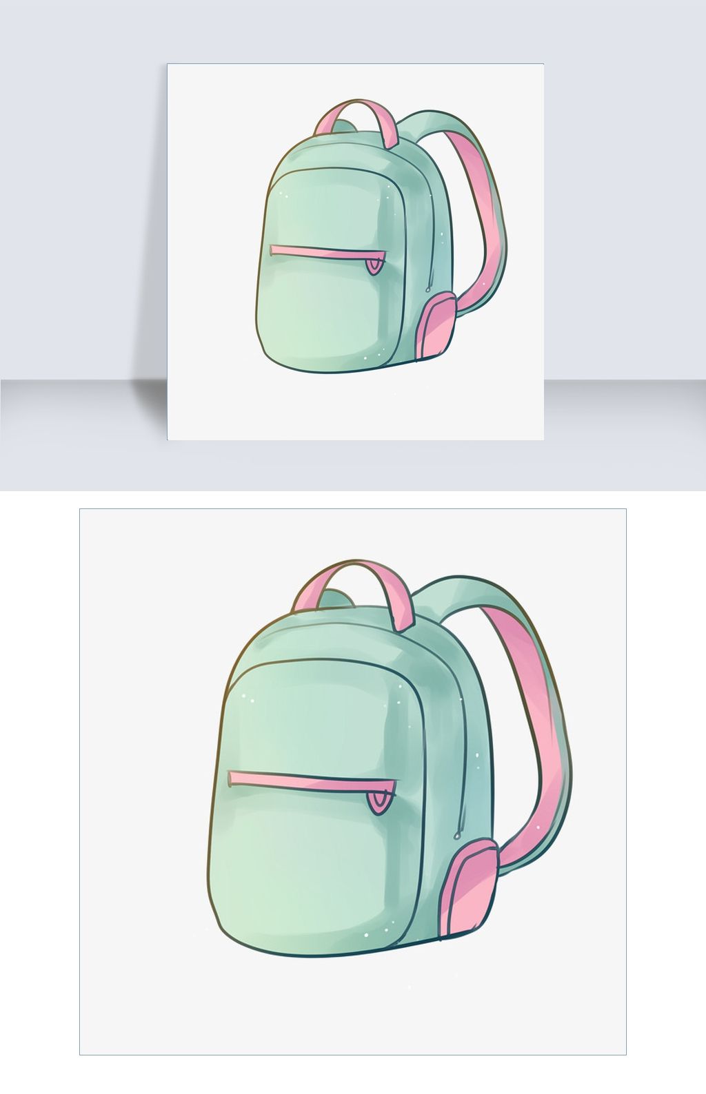 手绘开学季书包插画