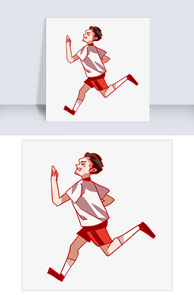健身运动跑步运动员手绘插画