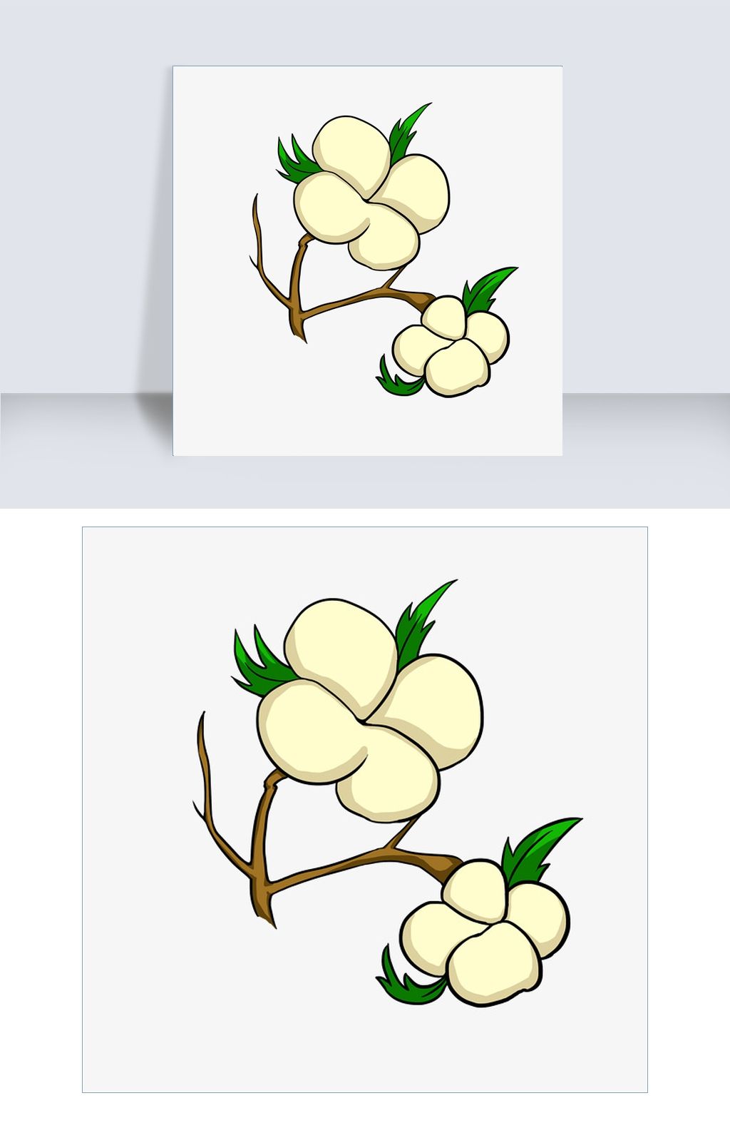 手绘秋天棉花棉桃矢量插画