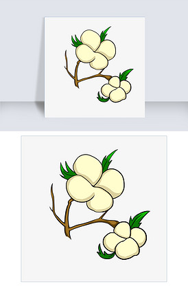 手绘秋天棉花棉桃矢量插画