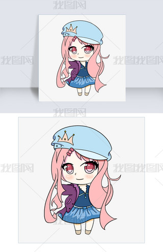 原创手绘可爱女孩png格式