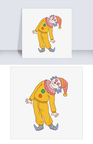 万圣节弯腰小丑手绘卡通