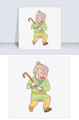 万圣节独眼怪老太婆打人卡通手绘