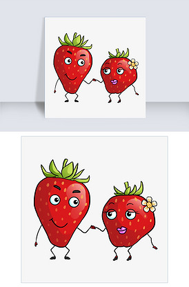 情侣水果草莓插画