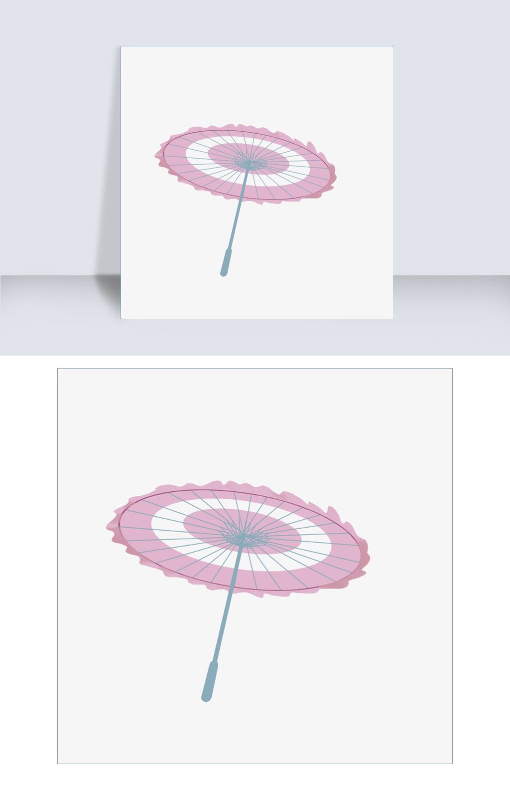 手绘油纸伞矢量插画